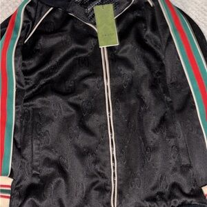Gucci Black Jacket with Red and Green Accents